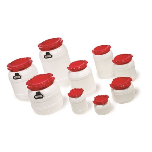 HDPE White Containers with Red Screw Lids (216-5801)